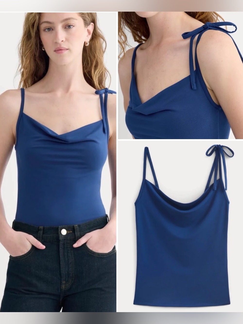 Everlane Tie-Shoulder Tank : XS in Estate Blue NEW WITH TAGS NWT